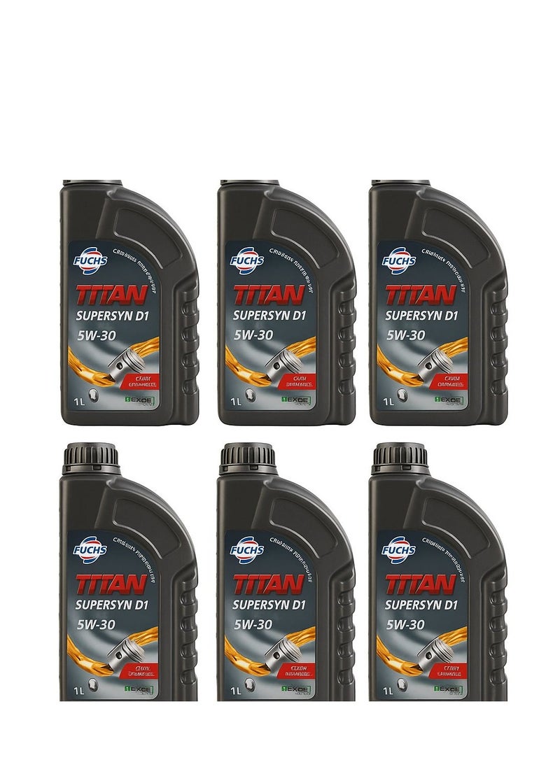 Fuchs Titan Supersyn D1 5W-30 Engine Oil - Fully Synthetic with Superior Performance and Reliable Engine Protection / (6 x 1L Packs)
