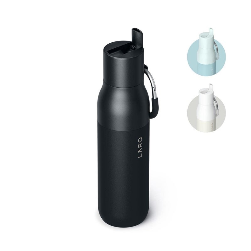LARQ Bottle Flip Top 25 oz - Insulated Stainless Steel Water Bottle With Straw | Thermos  BPA Free | Reusable Water Bottle for Sports  Gym  and Travel | Keep Drinks Cold for 24 Hours  Obsidian Black - Image 1