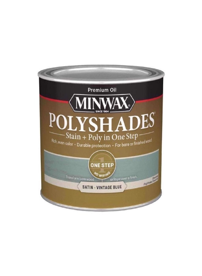 Minwax - Polyshades One Step Wood Stain and Polyurethane Finish Satin Vintage Blue 0.5pt 213944444 - Image 1