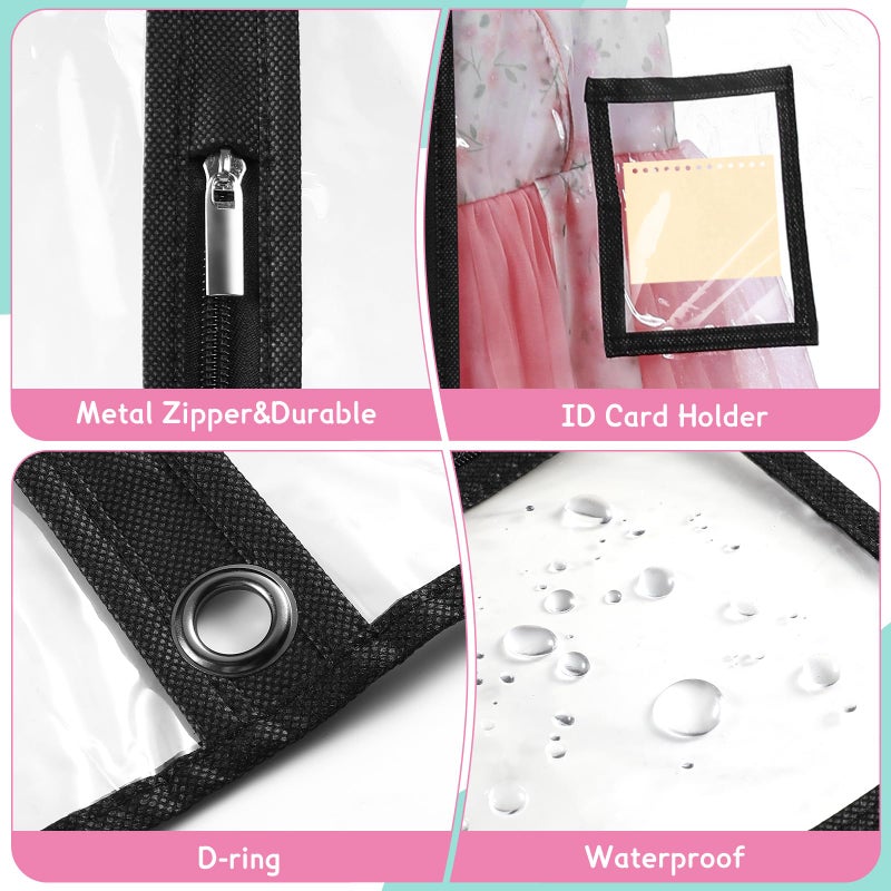 VZZNN 10 Pack Garment Bags for Dance Costumes,40" Kids Clear Garment Bags for Hanging Clothes with 4 Zipper Pocket,Dance Competition Must Haves for Dance Competition, Travel, Closet Storage(Black) - Image 3