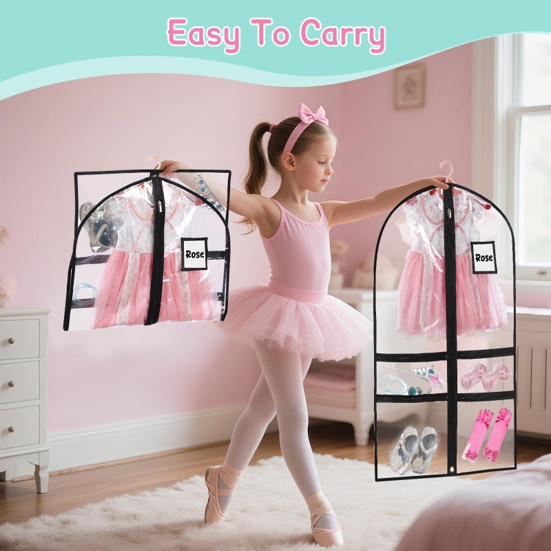 VZZNN 10 Pack Garment Bags for Dance Costumes,40" Kids Clear Garment Bags for Hanging Clothes with 4 Zipper Pocket,Dance Competition Must Haves for Dance Competition, Travel, Closet Storage(Black) - Image 5