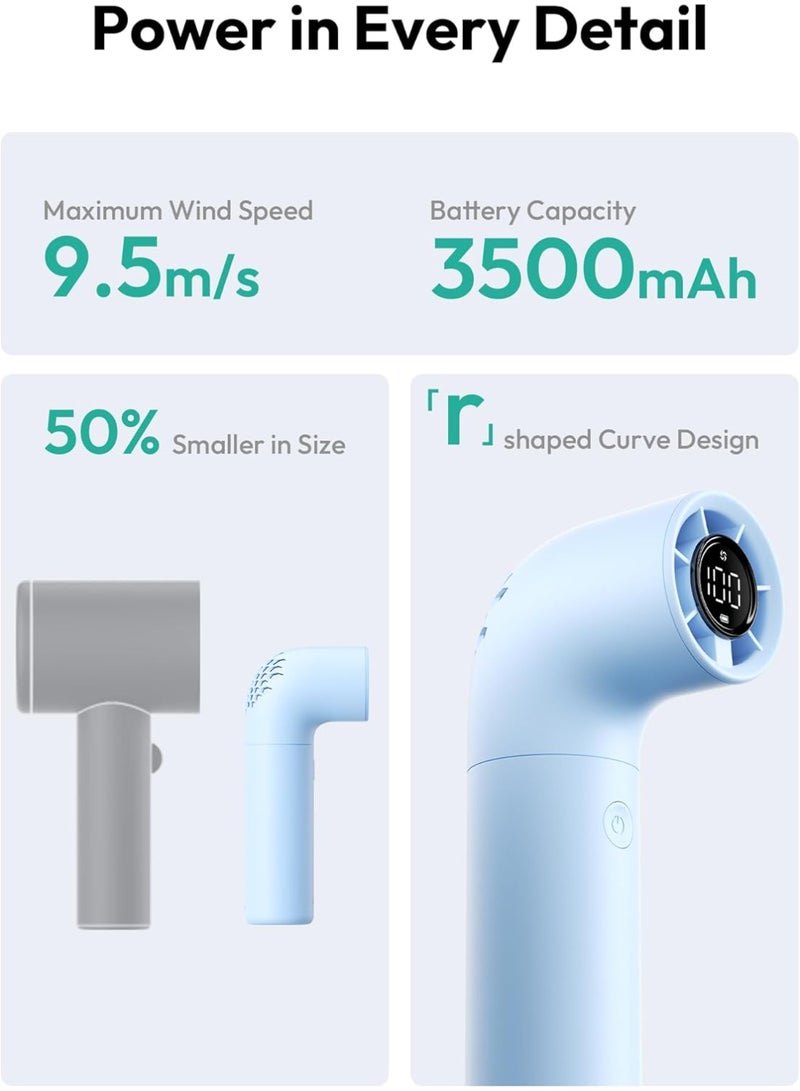 Aecooly Portable Handheld Fan, Powerful Turbo Mini Fan, 16500 RPM High Speed Aero, 14H Max Cooling Time, 5 Speeds Pocket Rechargeable Personal Small Travel GIfts for Women Men - Blue - Image 3