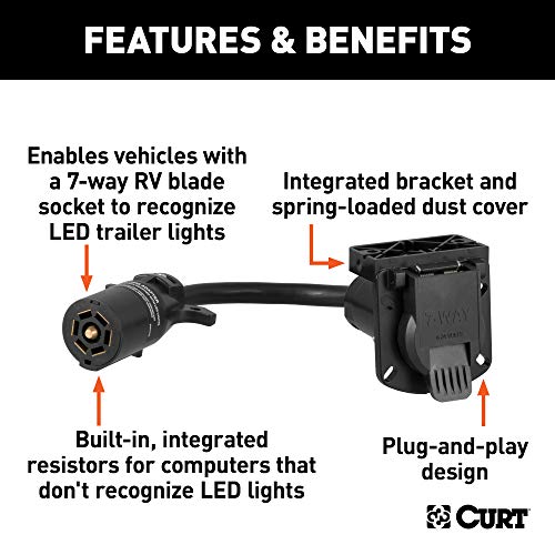 CURT 57003 LED-Compatible 7-Way RV Blade Vehicle-Side Trailer Wiring Adapter, Black - Image 3