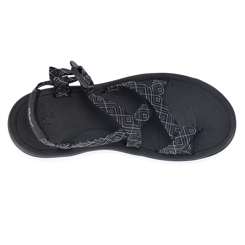 Viakix Womens Walking Sandals: Cute Stylish Comfy Athletic Sport Outdoor Hiking Sandal for Trekking Water Wide Width Beach, Black 9 - Image 5