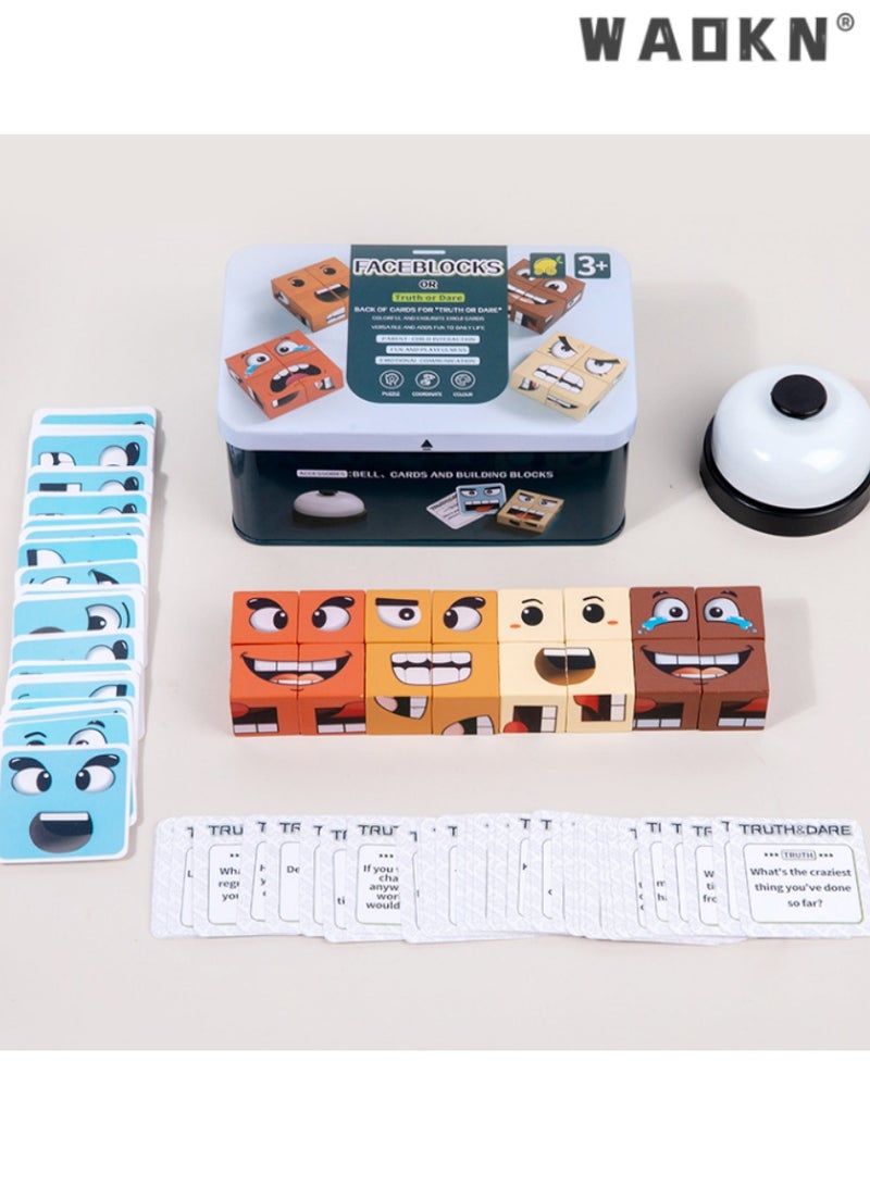 دبليو أيه أو كي أن لعبة الوجه المتغير التفاعلية ، لبنات بناء معبرة ، لعبة للأطفال تحت عنوان الحقيقة أو الشجاعة ، وتطوير الاعتراف العاطفي والتفاعل الاجتماعي ، لعبة ممتعة والتعليمية للمتعلمين في وقت مبكر - Image 1