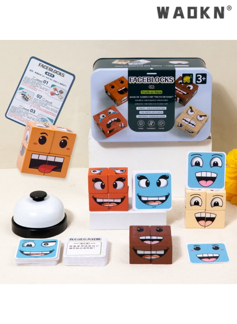 دبليو أيه أو كي أن لعبة الوجه المتغير التفاعلية ، لبنات بناء معبرة ، لعبة للأطفال تحت عنوان الحقيقة أو الشجاعة ، وتطوير الاعتراف العاطفي والتفاعل الاجتماعي ، لعبة ممتعة والتعليمية للمتعلمين في وقت مبكر - Image 2