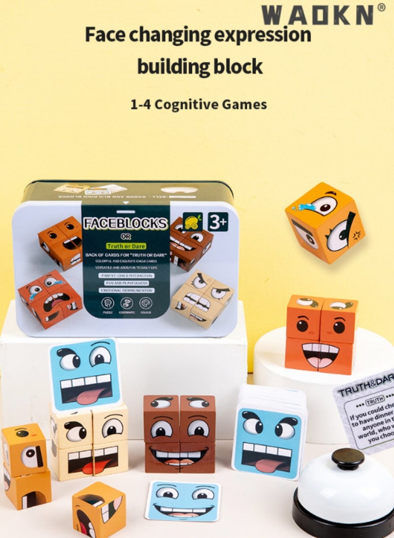 دبليو أيه أو كي أن لعبة الوجه المتغير التفاعلية ، لبنات بناء معبرة ، لعبة للأطفال تحت عنوان الحقيقة أو الشجاعة ، وتطوير الاعتراف العاطفي والتفاعل الاجتماعي ، لعبة ممتعة والتعليمية للمتعلمين في وقت مبكر - Image 3