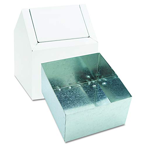 HOSPECO Double Entry, Swing Top Floor Receptacle, Metal, White - Image 3