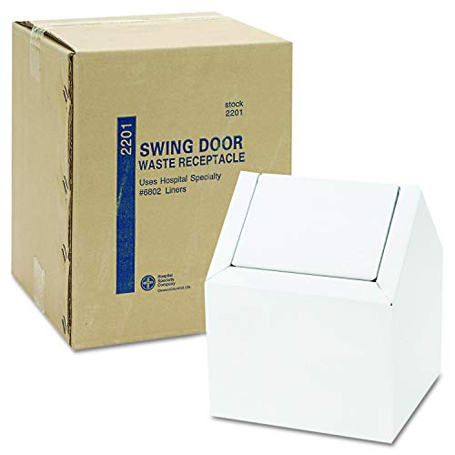 HOSPECO Double Entry, Swing Top Floor Receptacle, Metal, White - Image 2