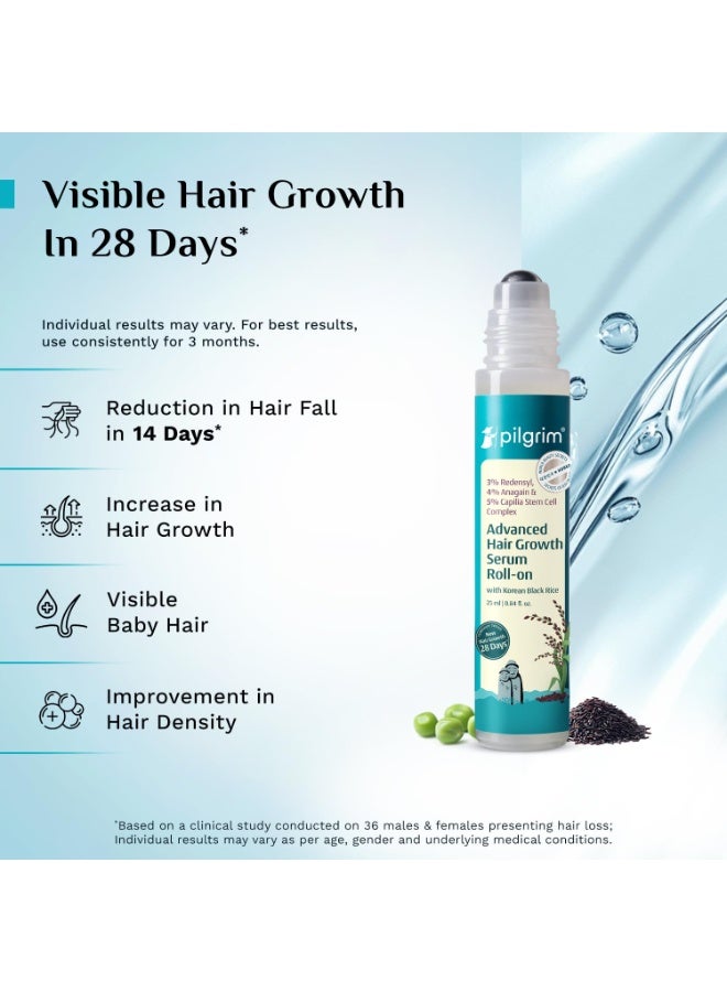 بيلجريم سيروم بيلغريم المتطور لنمو الشعر، رول أون لفروة الرأس مع الأرز الأسود الكوري، يحتوي على 3% ريدينسيل و4% أناجين | للتحكم في تساقط الشعر، وتحفيز إعادة نموه، وزيادة كثافته | للنساء والرجال (25 مل) - Image 3