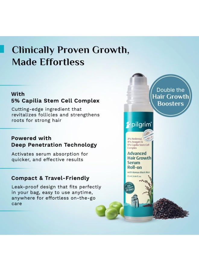 بيلجريم سيروم بيلغريم المتطور لنمو الشعر، رول أون لفروة الرأس مع الأرز الأسود الكوري، يحتوي على 3% ريدينسيل و4% أناجين | للتحكم في تساقط الشعر، وتحفيز إعادة نموه، وزيادة كثافته | للنساء والرجال (25 مل) - Image 2