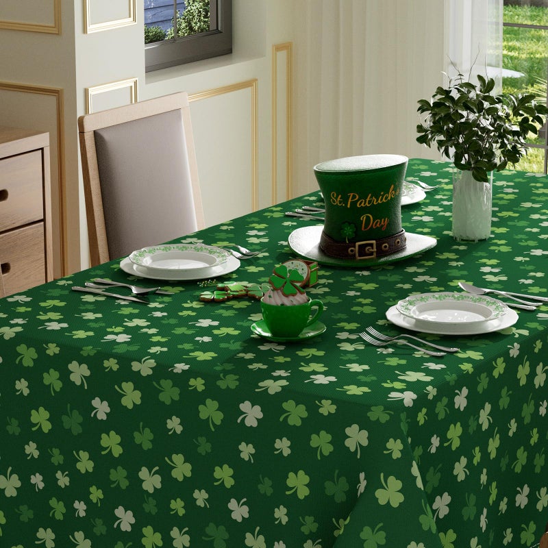 XCHI Green Shamrocks St. Patrick's Day Tablecloth Rectangle Table Cloth Washable Table Covers for Indoor Dining Home Party Decorations 60x84 Inch - Image 3