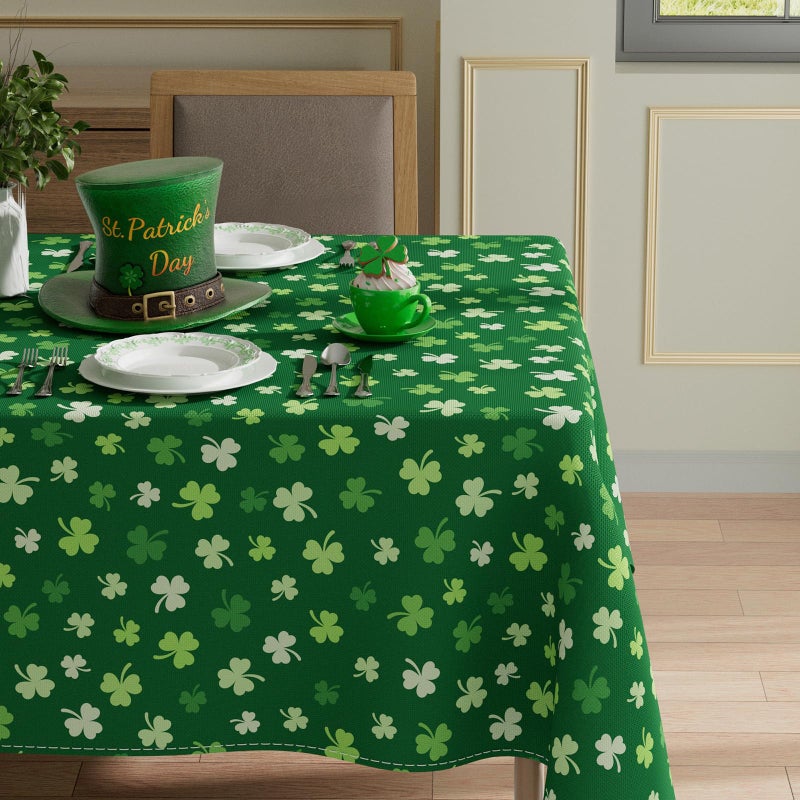 XCHI Green Shamrocks St. Patrick's Day Tablecloth Rectangle Table Cloth Washable Table Covers for Indoor Dining Home Party Decorations 60x84 Inch - Image 2