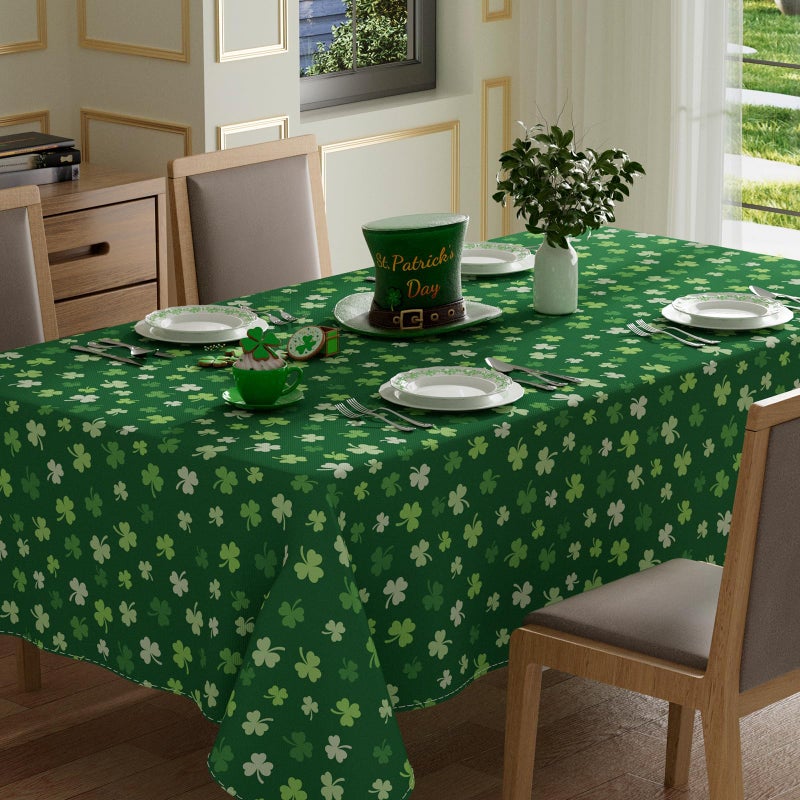 XCHI Green Shamrocks St. Patrick's Day Tablecloth Rectangle Table Cloth Washable Table Covers for Indoor Dining Home Party Decorations 60x84 Inch - Image 1