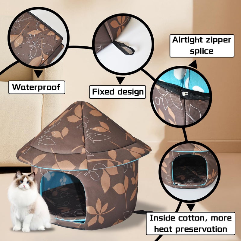 MUYG Stray Cats Shelter - Weatherproof Foldable Cat House, Insulated, Waterproof, Thicken Cats Tent Beds, Indoor/Outdoor Cat Dog Houses for Kitten Puppy (Brown) - Image 5