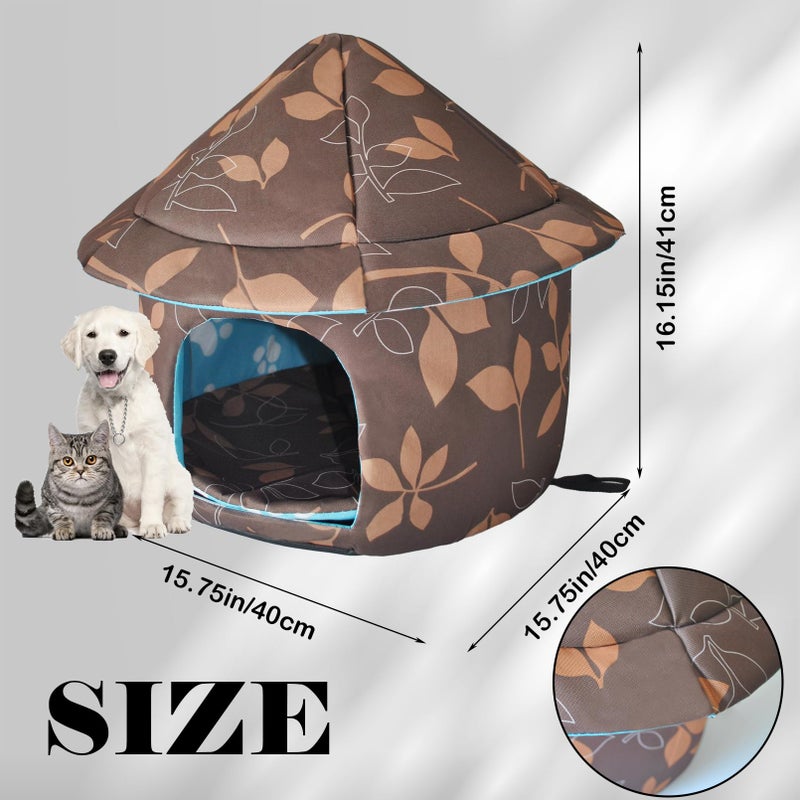 MUYG Stray Cats Shelter - Weatherproof Foldable Cat House, Insulated, Waterproof, Thicken Cats Tent Beds, Indoor/Outdoor Cat Dog Houses for Kitten Puppy (Brown) - Image 2