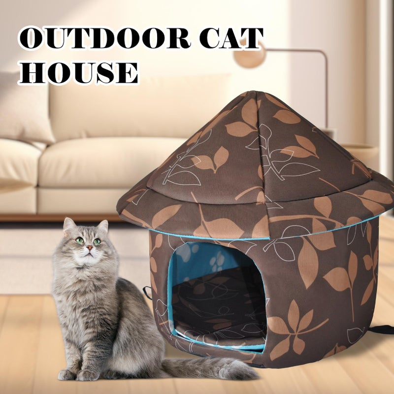 MUYG Stray Cats Shelter - Weatherproof Foldable Cat House, Insulated, Waterproof, Thicken Cats Tent Beds, Indoor/Outdoor Cat Dog Houses for Kitten Puppy (Brown) - Image 3