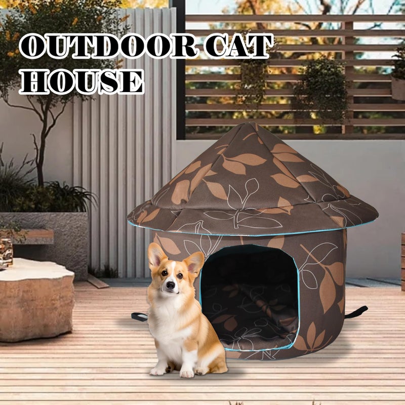 MUYG Stray Cats Shelter - Weatherproof Foldable Cat House, Insulated, Waterproof, Thicken Cats Tent Beds, Indoor/Outdoor Cat Dog Houses for Kitten Puppy (Brown) - Image 4