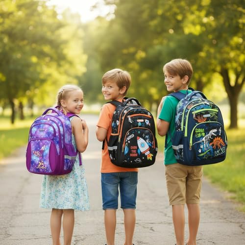 Cusangel Backpack for Boys Girls School Bookbags,Kindergarten Elementary Middle School Lightweight Waterproof Multifunctional Large Capacity for Backpack (16 inch Space Fun Prints) - Image 3