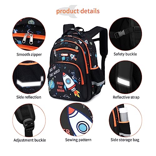 Cusangel Backpack for Boys Girls School Bookbags,Kindergarten Elementary Middle School Lightweight Waterproof Multifunctional Large Capacity for Backpack (16 inch Space Fun Prints) - Image 4