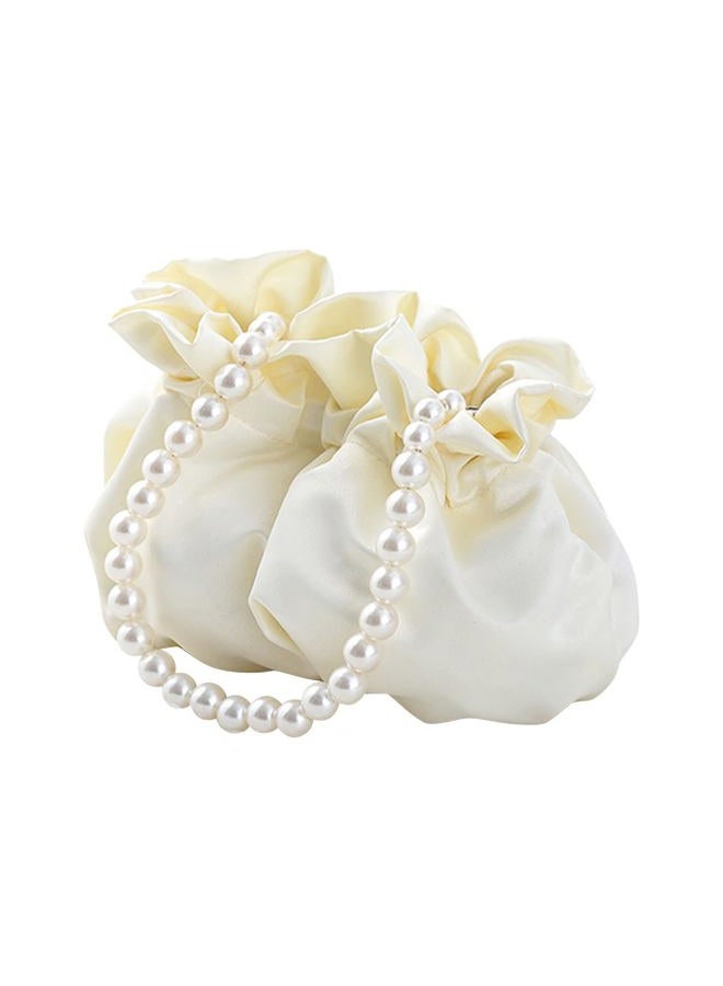 JAMBHALA Small Wristlet Purses Mini Bucket Bag Women Hobo Bag with Faux Pearl Chain, White, Mini - Image 1