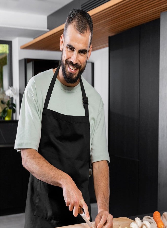 Avalon Kitchen Adjustable Bib Apron 100% Polyester Kitchen Aprons Waterdrop Resistant Aprons with Adjustable Strap, Pockets & Long Ties - Image 2