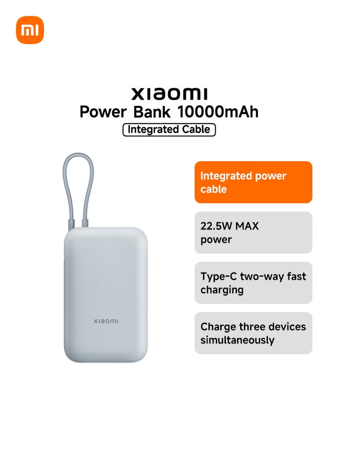Xiaomi 10000 mAh Power Bank 10000mAh Integrated Cable USB and USB-C Port 22.5W Ice Blue - Image 1