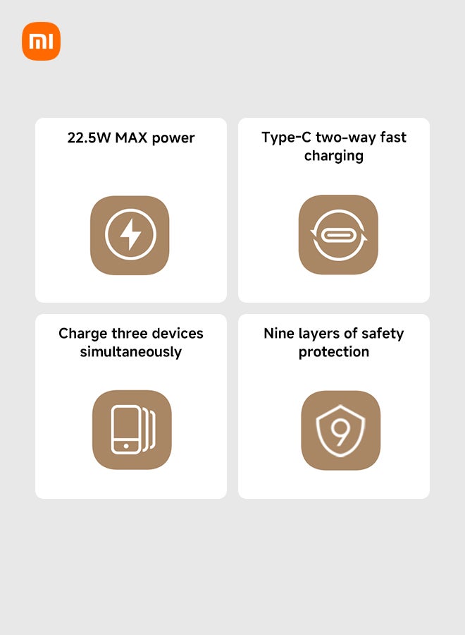 Xiaomi 10000 mAh Power Bank 10000mAh Integrated Cable USB and USB-C Port 22.5W Ice Blue - Image 3