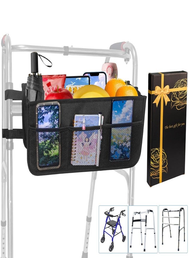 TONINT Basket For Walker Rollator Rolling Folding Walker Accessories,Folding Walker Tray,Rollator Baskets,Walker Basket Attachment With Cup Holder,Walker Bags For Rolling Walker (Black-Upgrade) - Image 1