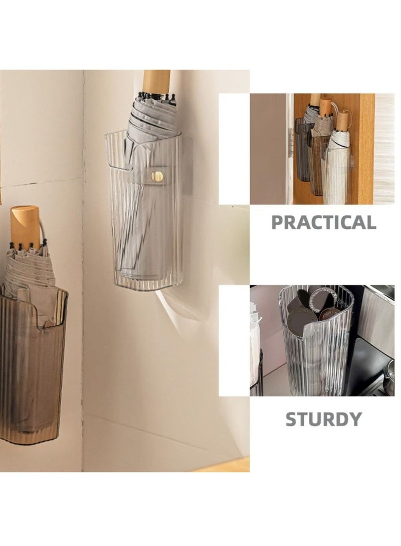 حامل مظلة مثبت على الحائط 2 قطعة، رف لتخزين المظلات، ركائز للمشاية، حاملة لتجفيف المظلات، سلة مظلات لمكان الدخول للمنزل والمكتب - Image 5