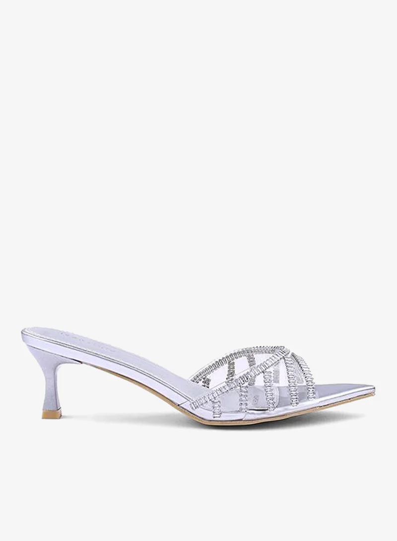 IconStyle Womens crisscross rhinestones heeled sandal