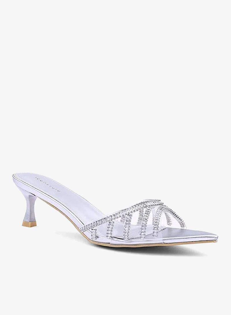 Womens crisscross rhinestones heeled sandal