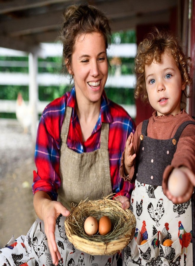 Cozypower 4 Pcs Egg Apron Egg Collecting Apron Adult 12 Pockets and Child 3 Pockets Chicken for Gathering Collecting Fresh Eggs Housewife Farmhouse Kitchen Restaurant Parent Child Activities - Image 2