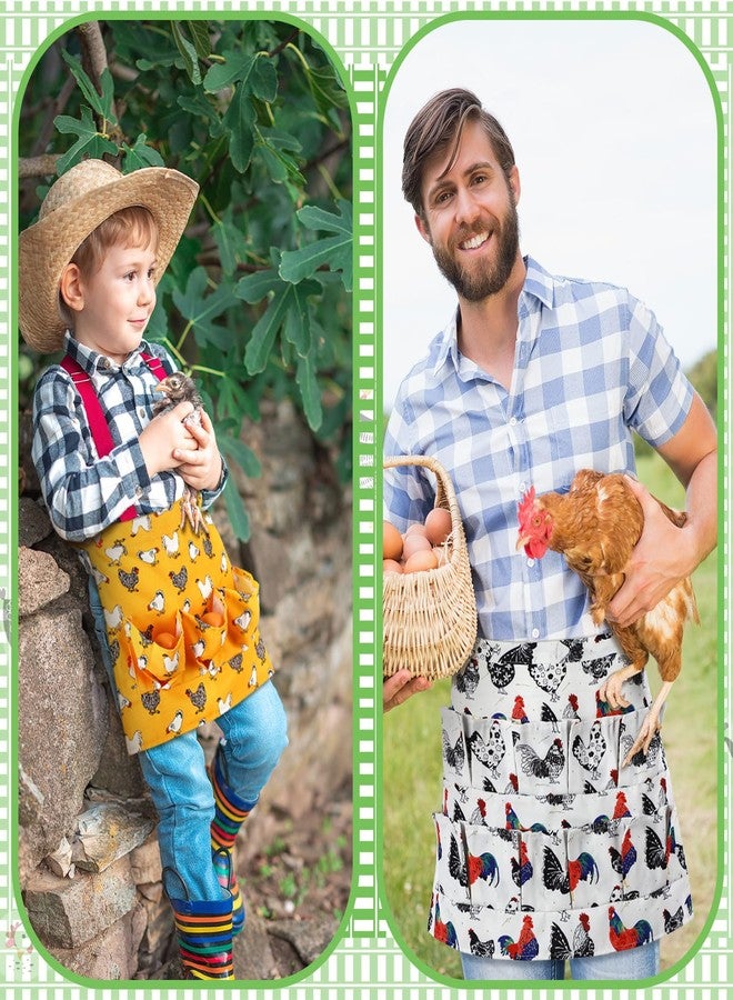 Cozypower 4 Pcs Egg Apron Egg Collecting Apron Adult 12 Pockets and Child 3 Pockets Chicken for Gathering Collecting Fresh Eggs Housewife Farmhouse Kitchen Restaurant Parent Child Activities - Image 3