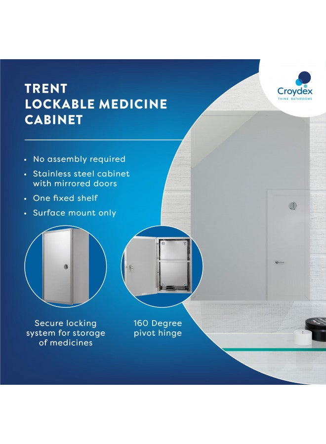 Croydex Croydex WC846005AZ Trent Stainless Steel Lockable Surface Mount Medicine Cabinet with Keys, 15.7 x 9.8 x 5.2 In.  - Image 4
