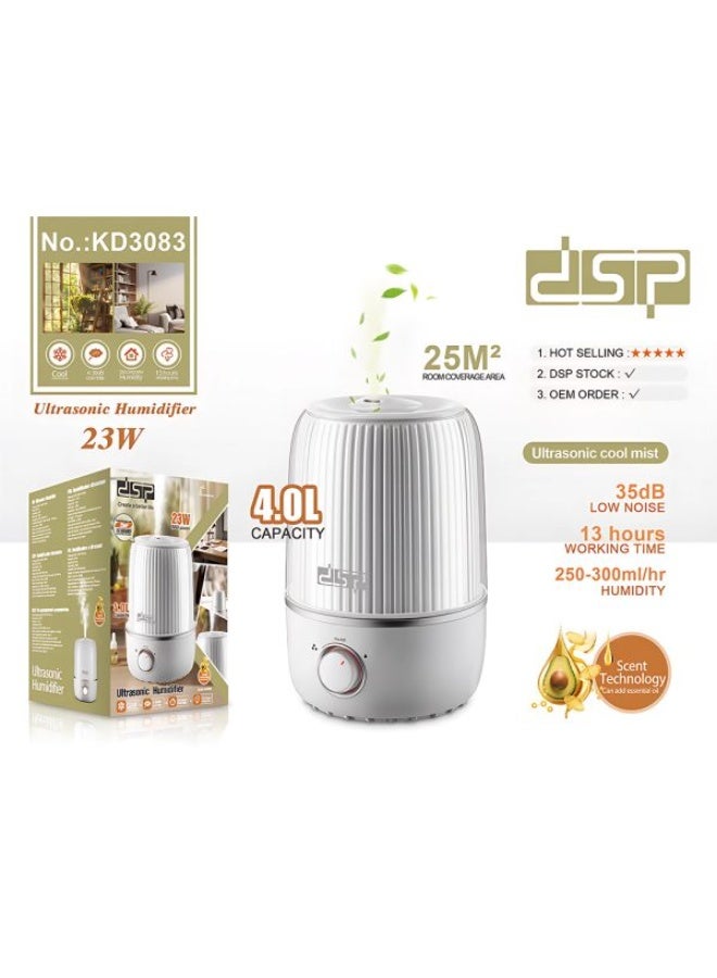 DSB 4L Ultrasonic Cool Mist Air Humidifier – Up to 13 Hours Runtime – Ultra Quiet 35dB – Essential Oil Diffuser – Easy Top Fill – Auto Shut-Off When Water Runs Out – Covers Up to 25m² – 23W - Image 1