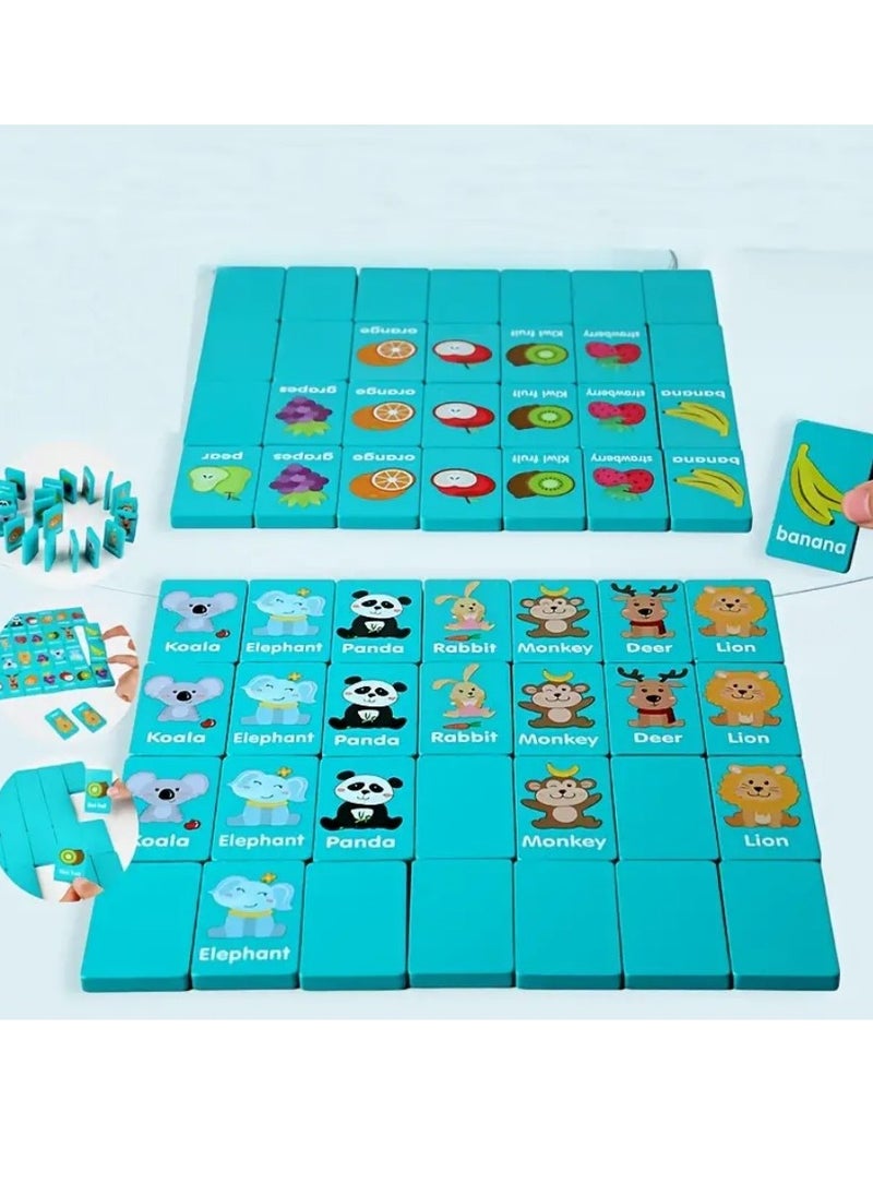 NIBEMINENT 1set Fun Multifunctional Educational Toys, Fruit Animals, Dragons, Dominoes, Memory Chess Stacking, Musicians, Eyes, Coordination, Exercise, Logic Thinking, Memory Building, Wooden Board Game Toys  - Image 4