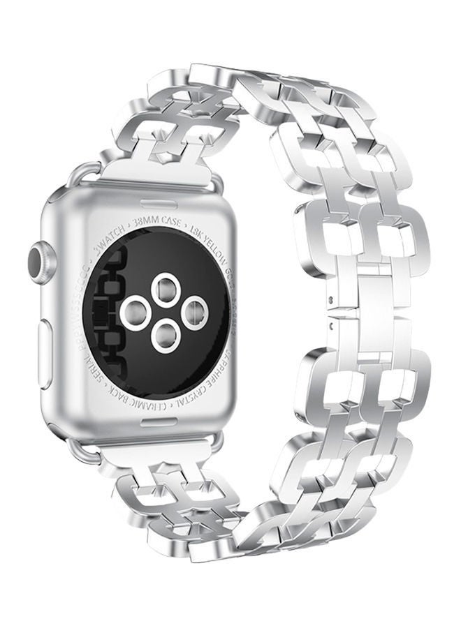 نيبمينينت سوار بديل بنمط زينة لساعة أبل من سلسلة 1 و2 و3 38ملليمتر فضي - Image 2