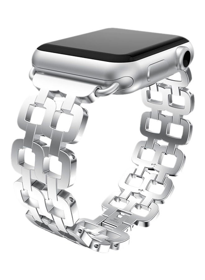 نيبمينينت سوار بديل بنمط زينة لساعة أبل من سلسلة 1 و2 و3 38ملليمتر فضي - Image 4