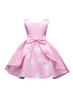 Hopscotch Hopscotch Girls Sleeveless Polka Dot Print Party Dress in Pink Color for Ages 3-4 Years  - Image 1
