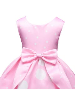 Hopscotch Hopscotch Girls Sleeveless Polka Dot Print Party Dress in Pink Color for Ages 3-4 Years  - Image 3