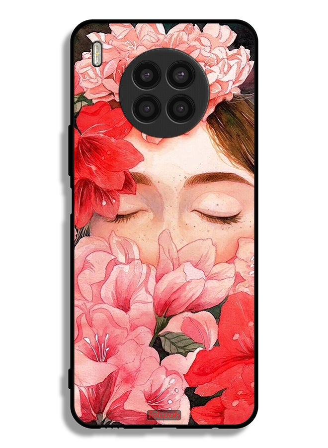 Tolwak Honor 50 Lite Protective Case Cover Girl Face Hide In Flowers Art - Image 2