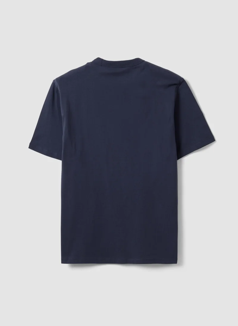 Ovs  OVS Blue Pure Cotton Crew-Neck T-Shirt, Relaxed Fit for Men | Best Price UAE