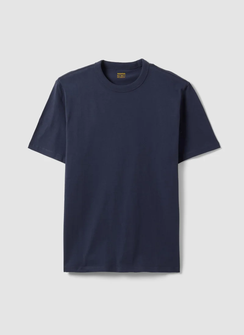 Ovs OVS Blue Pure Cotton Crew-Neck T-Shirt, Relaxed Fit