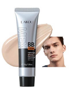 Laikou Men BB Cream SPF 15 PA++, Full-Coverage Foundation & Concealer, Mens Face Moisturizer Cream Evens Skin Tone, Oil Control and Cover Flaws, Natural Finish for All Skin Types, Light 160  - Image 1