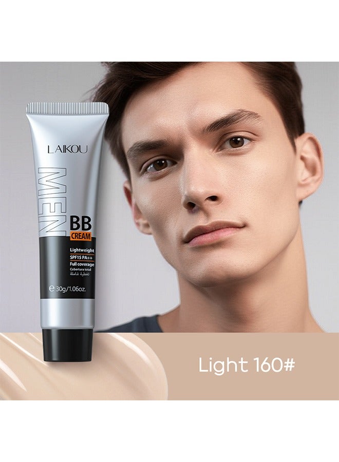 لايكو SPF 15 PA++ كريم أساس وكونسيلر كامل التغطية، كريم مرطب للوجه للرجال يوحد لون البشرة والتحكم في الزيوت وعيوب الغطاء، لمسة نهائية طبيعية لجميع أنواع البشرة، فاتح 160 - Image 2