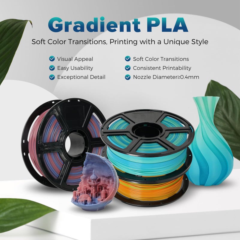 FLASHFORGE PLA Filament 1.75mm +/- 0.02mm Blue to Yellow Gradient, Smooth Color-Changing 3D Printer Filament 1kg (2.2lbs) Spool, 3D Printing Filament Easy to Use and Fits for Most FDM 3D Printers - Image 2