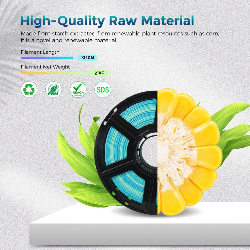 FLASHFORGE PLA Filament 1.75mm +/- 0.02mm Blue to Yellow Gradient, Smooth Color-Changing 3D Printer Filament 1kg (2.2lbs) Spool, 3D Printing Filament Easy to Use and Fits for Most FDM 3D Printers - Image 5
