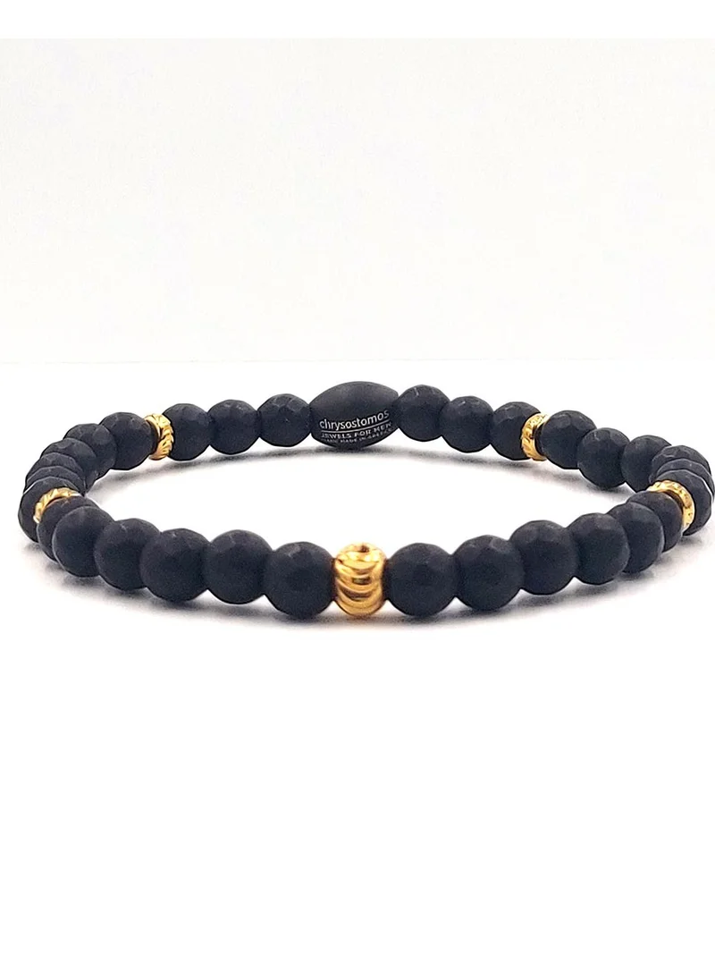 CHRYSOSTOMOS Handmade Beaded Bracelet for Men with Black Onyx