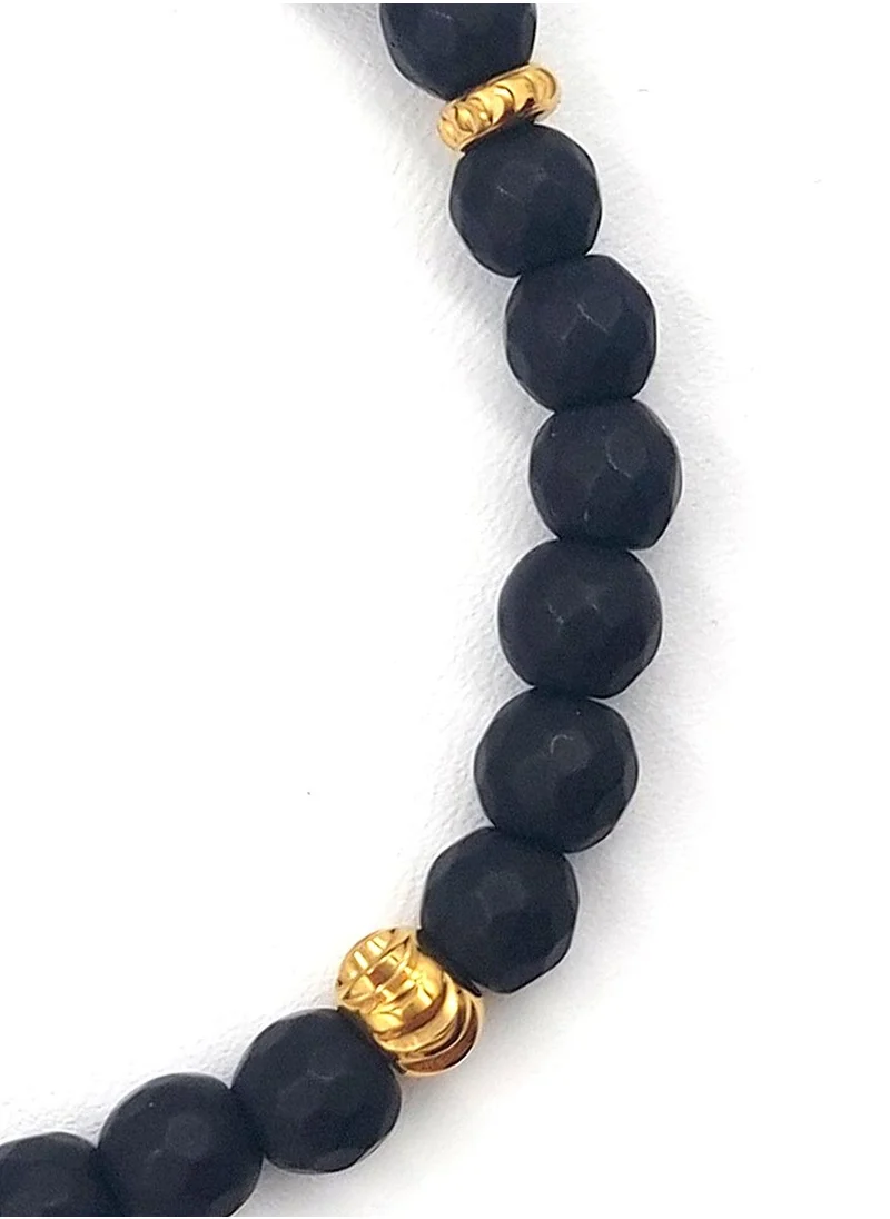 كريسوستوموس Handmade Beaded Bracelet for Men with Black Onyx